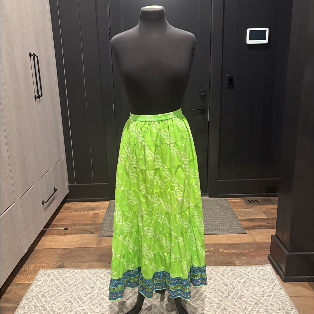 Vintage Sacred Threads Green Boho Maxi Skirt
